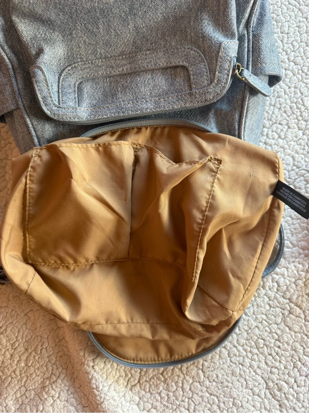MultiSac Y2K Denim Backpack Purse Light Wash Multi Pocket